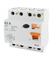 Выключатель дифференциальный (УЗО) ВД1-63 4п 63А 30мА тип AC | код. SQ0203-0044 | TDM